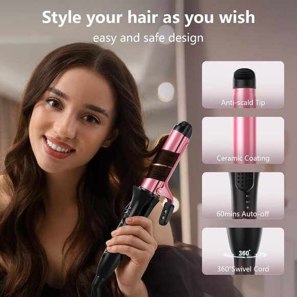 2-in-1 Travel Hair Straightener Curling Iron Dual Voltage Ceramic 3 Heat NEW - Picture 6 of 7